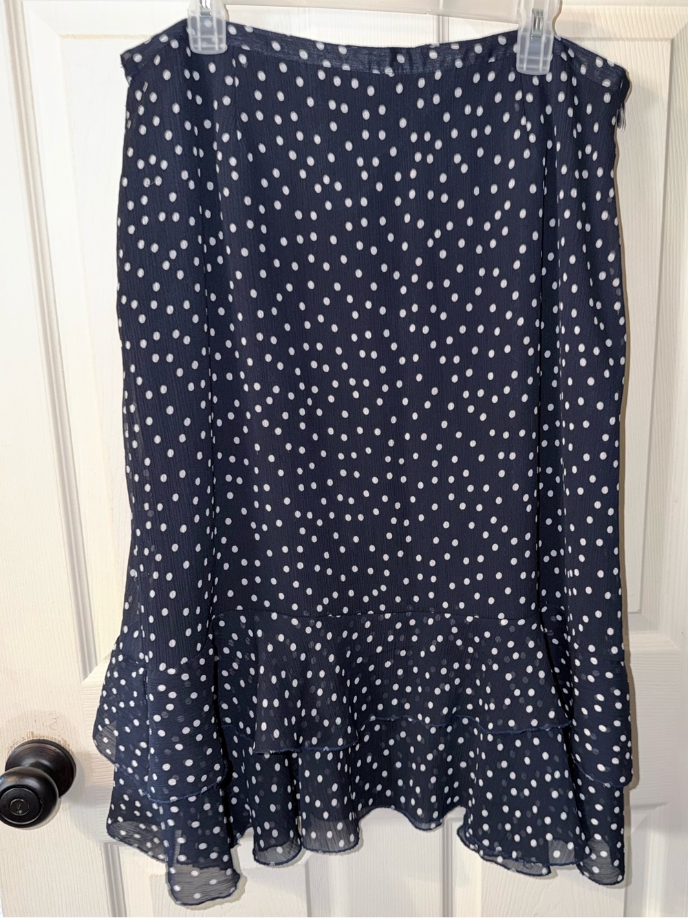 George Navy Polka Dot Midi Skirt with Ruffle Hem